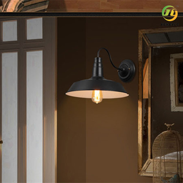 26cm Industrial Wrought Modern Wall Light Iron Pot Cover Loft Retro