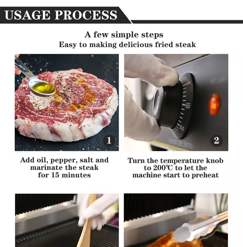 Kitchen Cooking Electric Panini Sandwich Maker with Cast Iron BBQ Grills and Plates