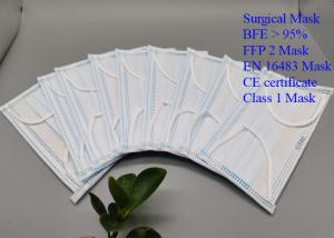 China High Bacteria Filtration 3 Layer Face Mask , Silk Like Disposable Blue Mask factory