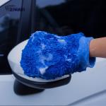 28x18cm 86g Blue Fleece Super Water Absorbent Car Cleaning Microfiber Gloves