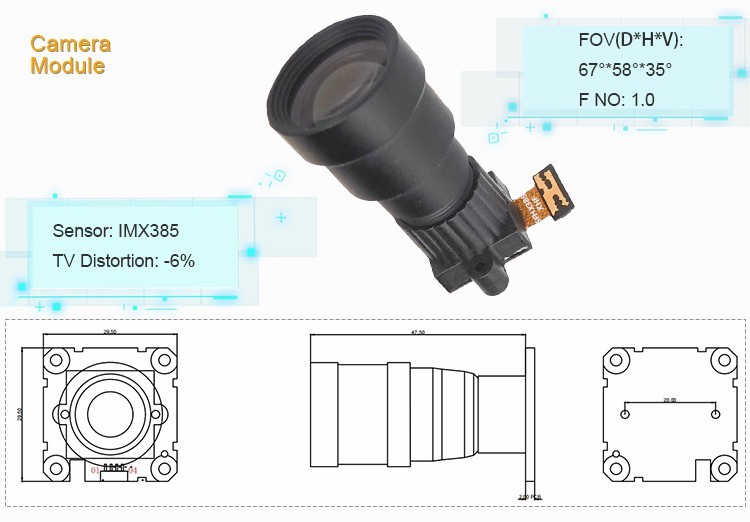 Mini 2MP Sony IMX385 COMS Sensor AHD Drone Mipi Camera Module
