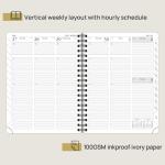 Brown Softcover Spiral Planner 2023 Daily Weekly Schedule Calendar Paper Pocket