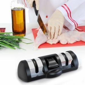 China Universal Black Manual Professional Knife Sharpener Stainless Steel With Suction Pad factory