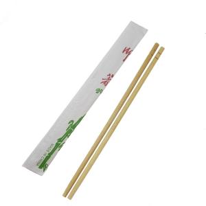 China Full Paper Wrapped Round Bamboo Disposable Chopsticks 19.5cm 4.5mm Custom factory