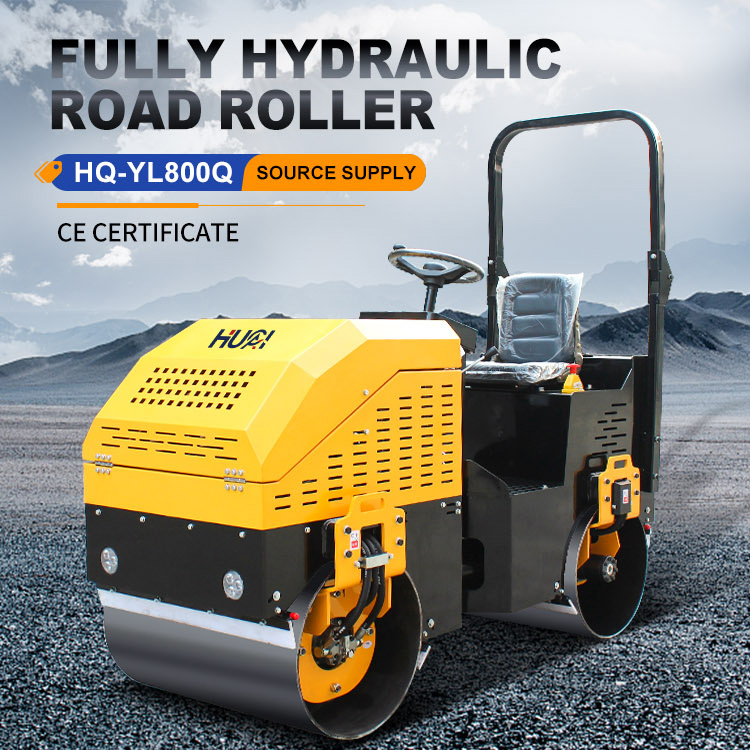 Small Vibratory Mini Compactor Roller Double Drum Roller with 55L Water Tank Capacity