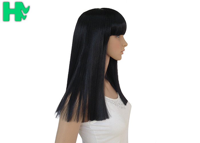 Straight Full Head Synthetic Hair Wigs For Women with Natural Black Color