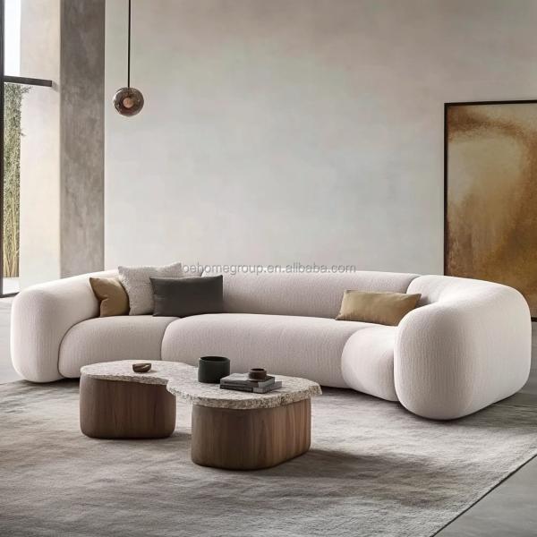 Fabric Covered Density Sponge-Filled Solid Wood Frame Sofa Set For Contemporary Design Home Furniture Villa Living Room