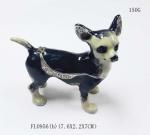 Cute small metal decorative trinket boxes Chihuahua dog jewelry box