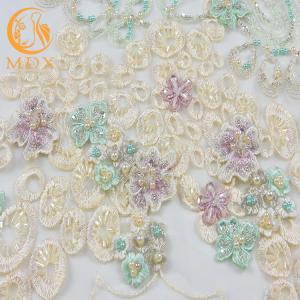 China Luxury Heavy Bridal Lace Fabrics Multicolor Water Soluble For Evening Dress factory