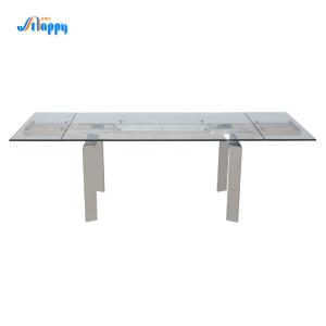 China 2000mm Length Rectangular Extendable Dining Table With Glass Top DT-31120 factory