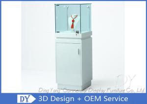 China Shinning White Custom Glass Jewelry Display Case With Lighting 450 X 450 X 1250MM factory