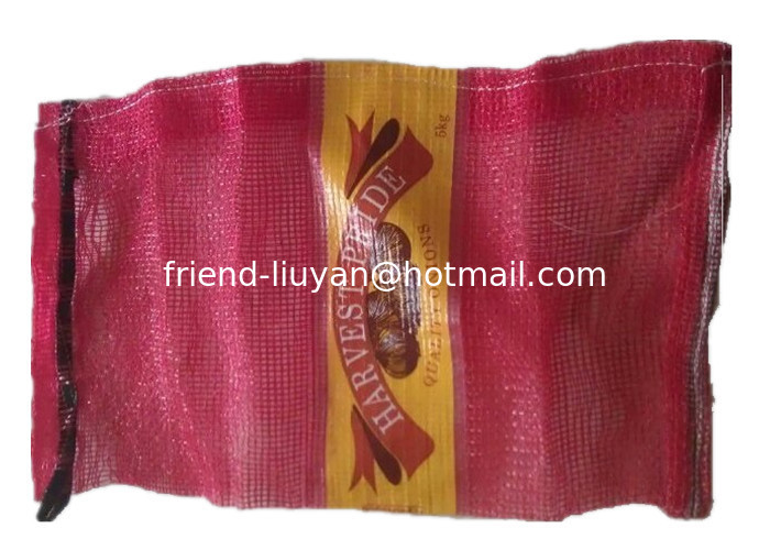 Printed Leno Woven Mesh Bags Knitted Net Bags For Onion Packing