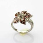 Women Jewelry Flower Design Sterling Silver Pave Blue Cubic Zirconia Ring (S