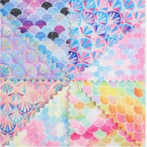 China 0.5mm Glitter PU Leather Brushed Mermaid Fish Scale PU Artificial Leather factory