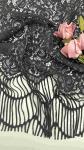 Long Fringes Flowers Pattern Black Color High Quality Full Width Corded Lace