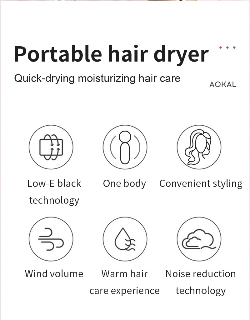 Moisturizing 125V Portable Hair Blow Dryer For Camping