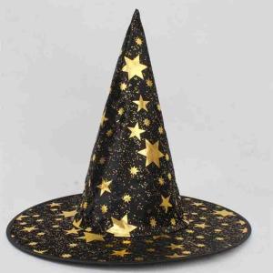 China Multi Color Halloween Party Crafts Knitted Fabric Wizard Hat Star Pattern factory