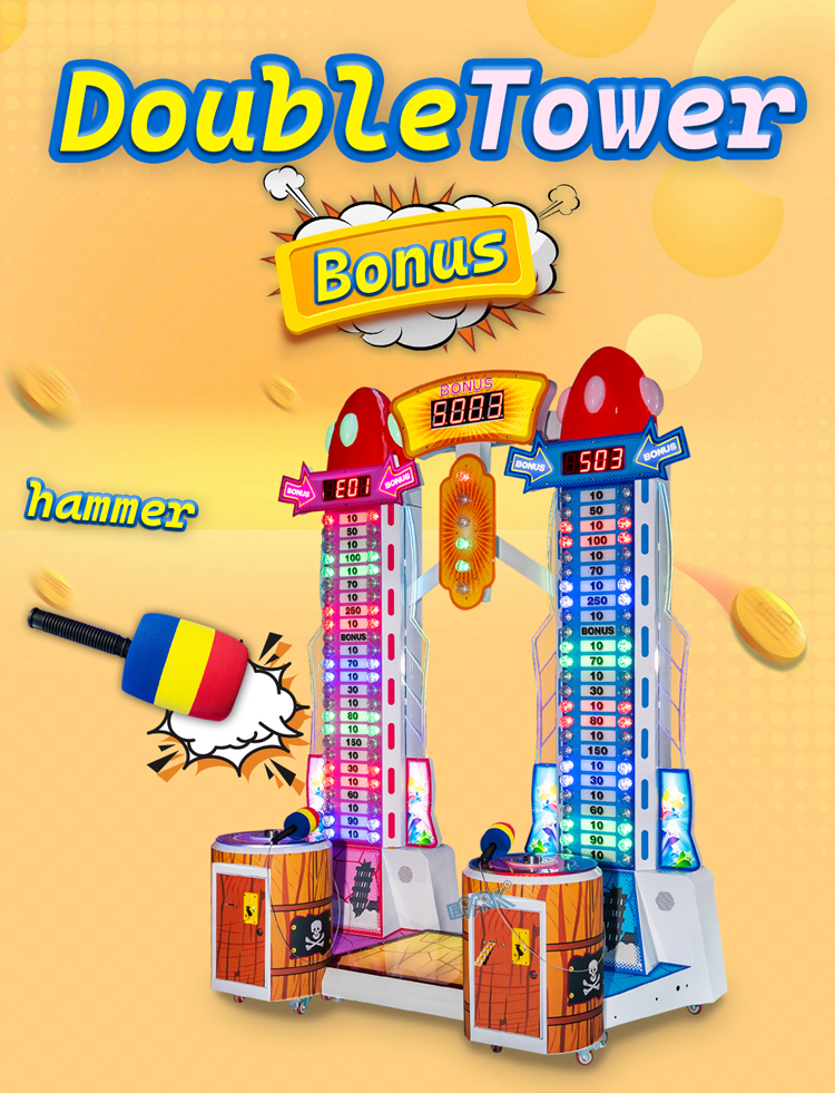 Adult Boxing Punch Game Machine Coin Operated Arcade Game Double Tower