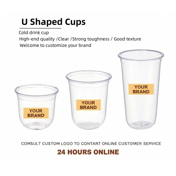 PP Boba Cup Custom Logo Disposable Plastic Cups Soft Clear Bubble Tea Plastic Cup with Lids and Straws
