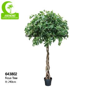 China Fire Retardant Aesthetic Faux Ficus Plant , 8ft Artificial Palm Tree In Green factory