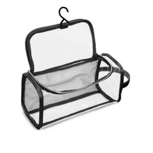 China Hanging Cosmetic Travel Bag PVC Transparent With Inner Mesh Pocket factory