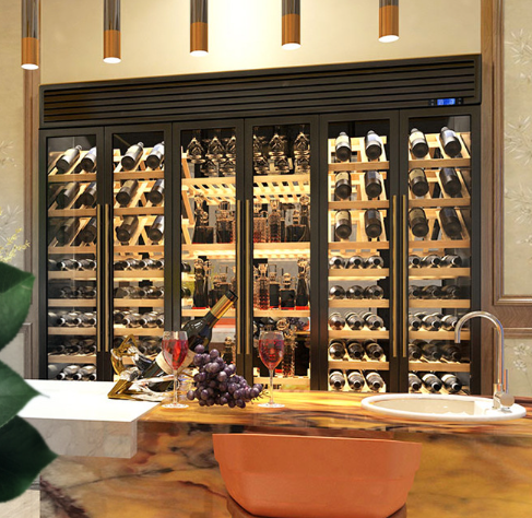 Customized Stainless Steel Wine Cabinet Adjustable Height Commercial Wine