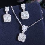 Fashion CZ Crystal Stone Wedding Jewelry Sets For Brides Necklace Earring