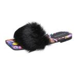 White Custom soft raccoon fur slipper Wholesale price real fur slipper New