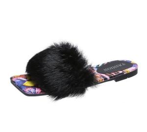China White Custom soft raccoon fur slipper Wholesale price real fur slipper New Design outdoor slider sandals slides For lady factory