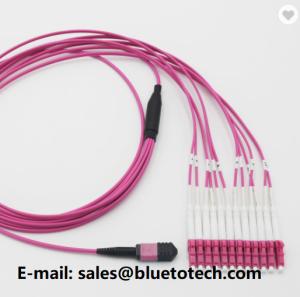 China Violet MTP To LC 12 Core OM4 Fiber Optic Patch Cord Multi Mode factory