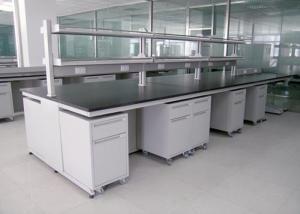 China Durable Steel Anti Aging School Laboratory Island Bench With Reagent Shelf factory