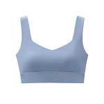 Blue U Shape Neck Sports Bra Women's Stretch Yoga Bra Spandex