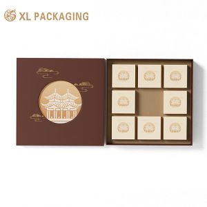 Customized Mooncake Packaging Box with Holder Insert Laminated Material Paper