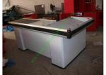 White Supermarket & Retail Store Cash Wrap Counter Table With Conveyor Belt