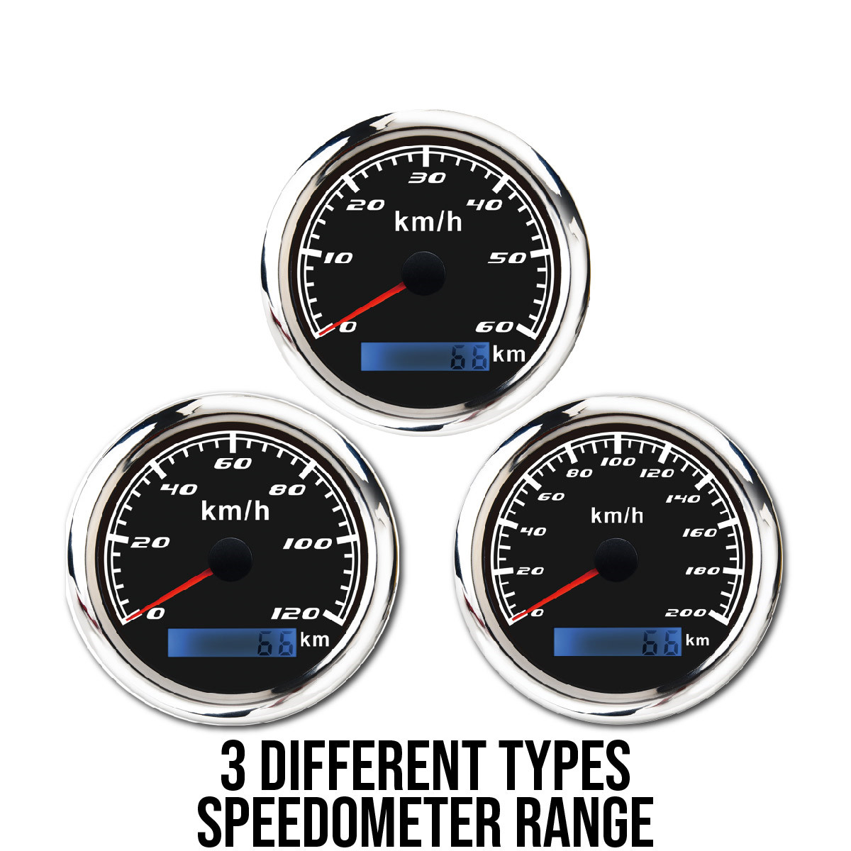 85Mm 200Km/H Black Face Waterproof GPS Speedometer / Boat Speed Gauge