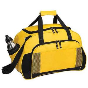 China Yellow Canvas Leather Travel Luggage Bags With Two Seperate Pocket factory