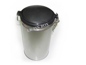 China Custom Logo PMS Brown Tea Tin Can Storage With Plastic Lid / Metalwire No Harm factory