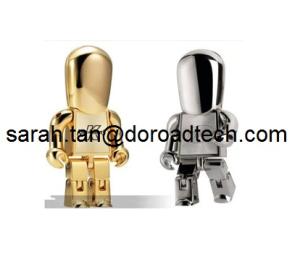 China Free Sample Low Price Wholesale Real Capacity Metal Golden Robot USB Flash Drives factory