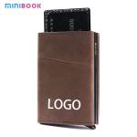 Minimalist Design RFID Blocking Leather Pop Up Wallet for Safe Credit Card