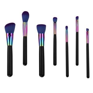 China Shiny Cosmetic Brush Set Gradient Color Ferrule And Synthetic Hair factory