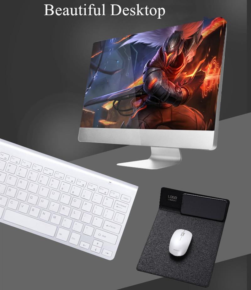 Customized Led brand logo wireless charging office mouse pad for mobile phone charging
