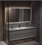 Rectangular Hand Wash Bathroom Cabinets Chocolate Color Waterproof Door Panel