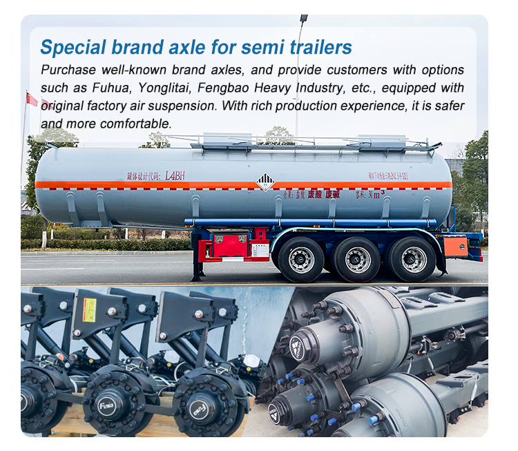 High Capacity 24000L PE Lining Hydrochloric Acid Tanker Semi Trailer With 3 Axles