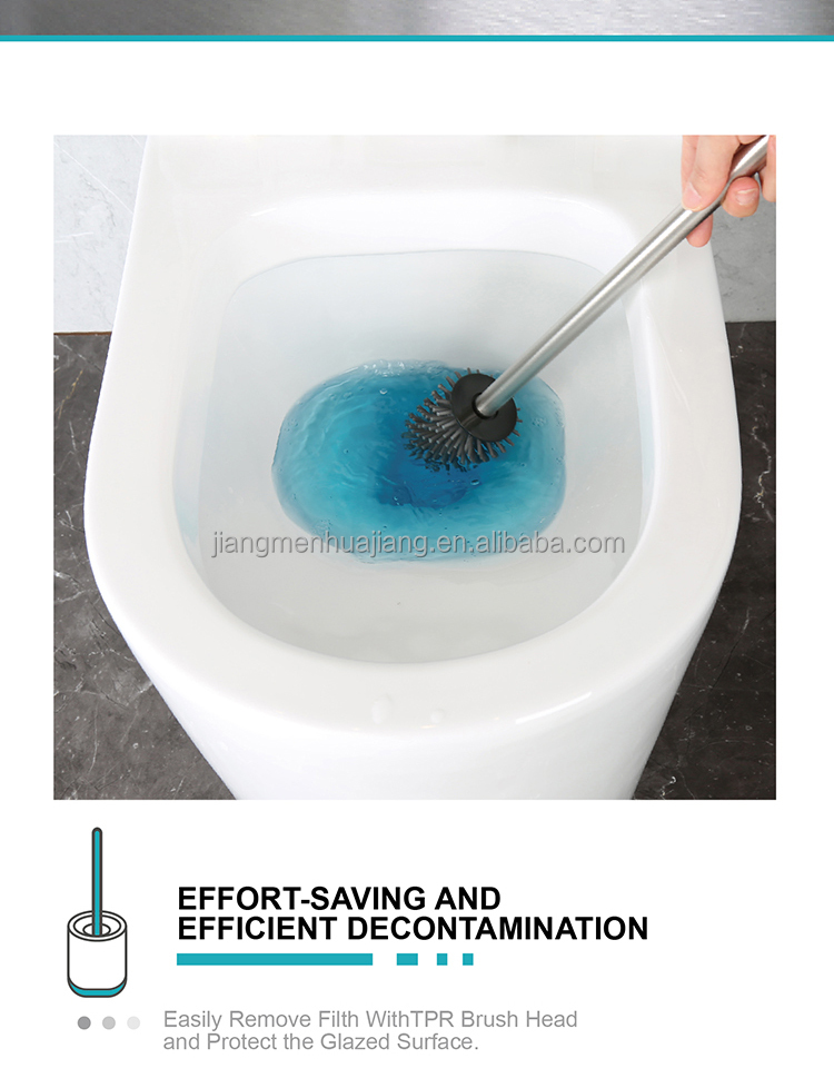 Stainless Steel Anti Finger Print Toilet Brush For Household TPR Bathroom Cleaning
