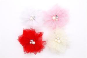 China 85*85mm Chiffon Flower Shoe Clips Cotton / Polyester / Chiffon Material factory