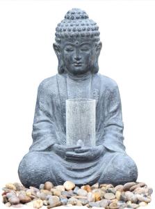 China Cyan Stone Sitting Buddha Water Fountain For Home / Asian Water Fountains factory