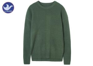 China Multi Ribs Conbination Men's Knit Pullover Sweater Green Crew Neck Jumper factory