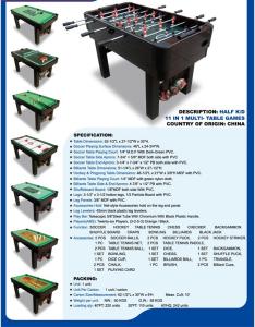 China Durable 11 In 1 Game Table , 5 Feet Multi Games Table With Accessories Holder factory