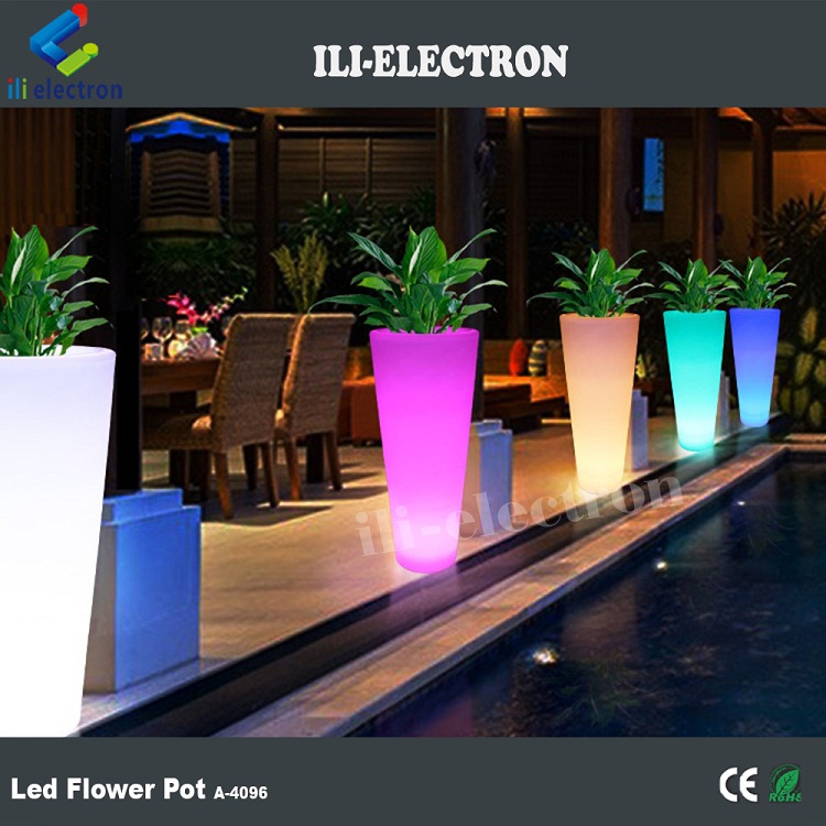 illuminated highboy led artificial flower pot with 16 colors changing with remote control