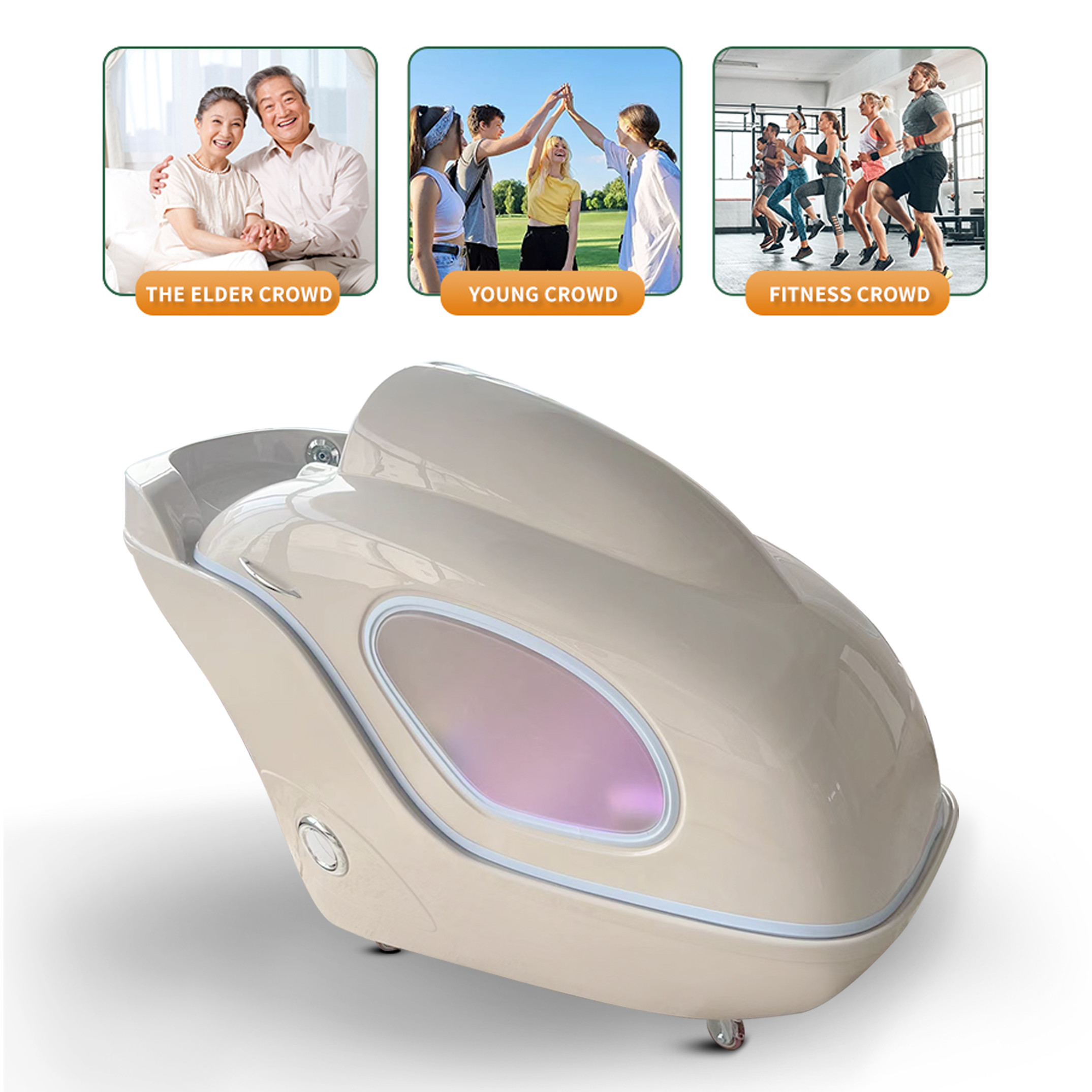 Creamy White 2 Pieces Red Lights Infrared Spa Capsule with PEMF Function for Slimming Detox